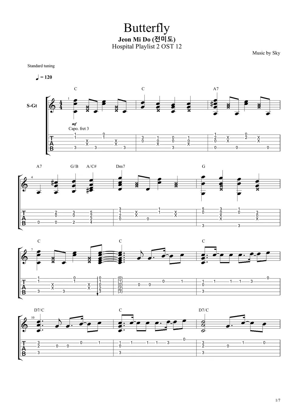 Jeon Mi Do (전미도) Butterfly [Hospital Playlist 2 OST 12] 타브 by Sky