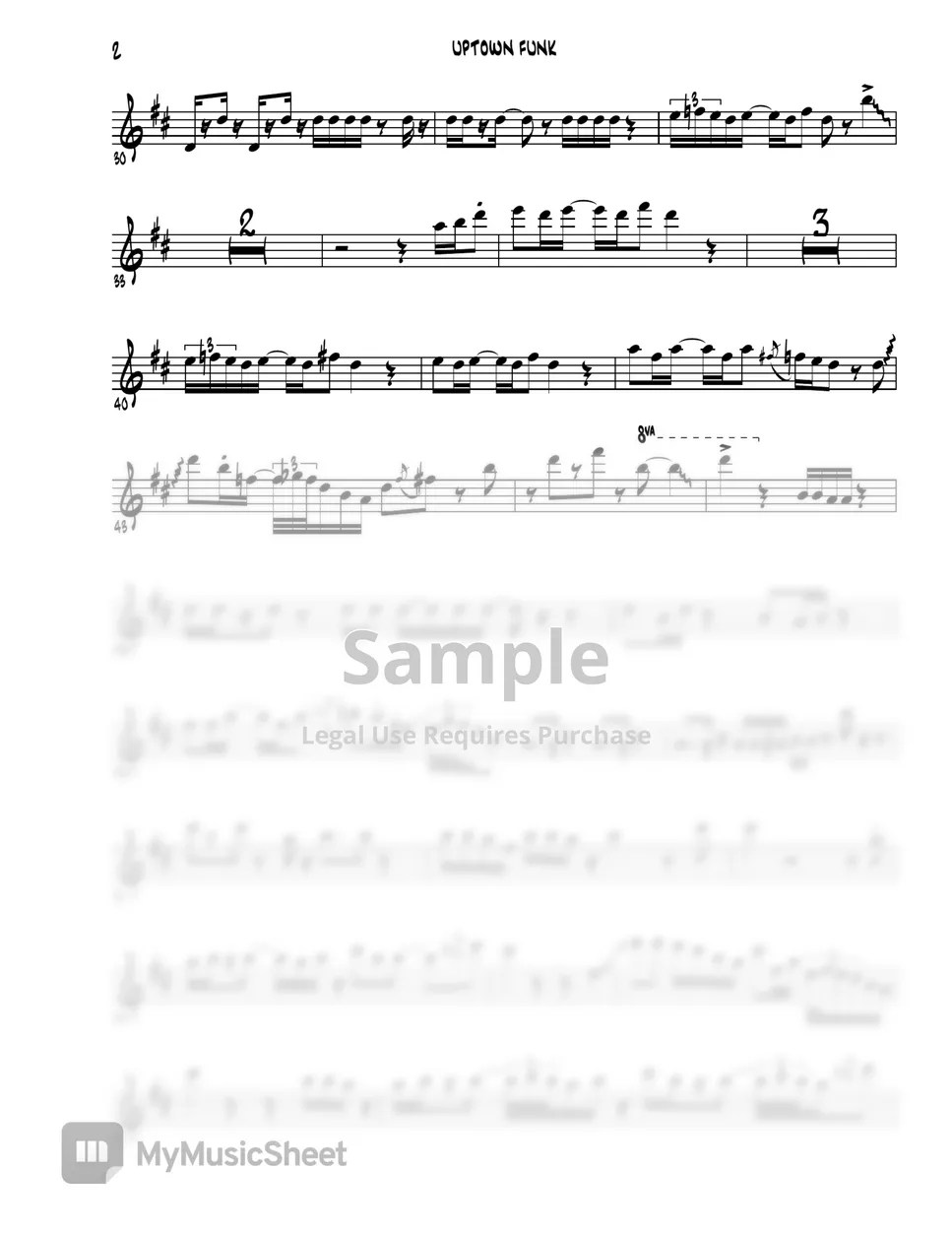 Uptown Funk Bruno Mars (Alto Sax) Sheet by Ismael Dorado