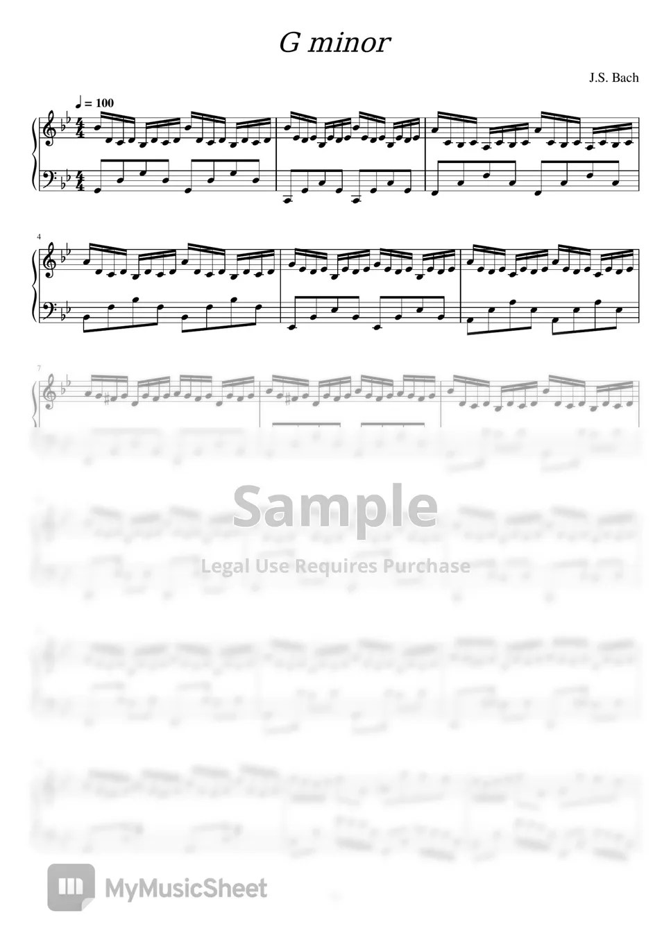 Johann Sebastian Bach G Minor Bach Sheets by Johann Sebastian Bach