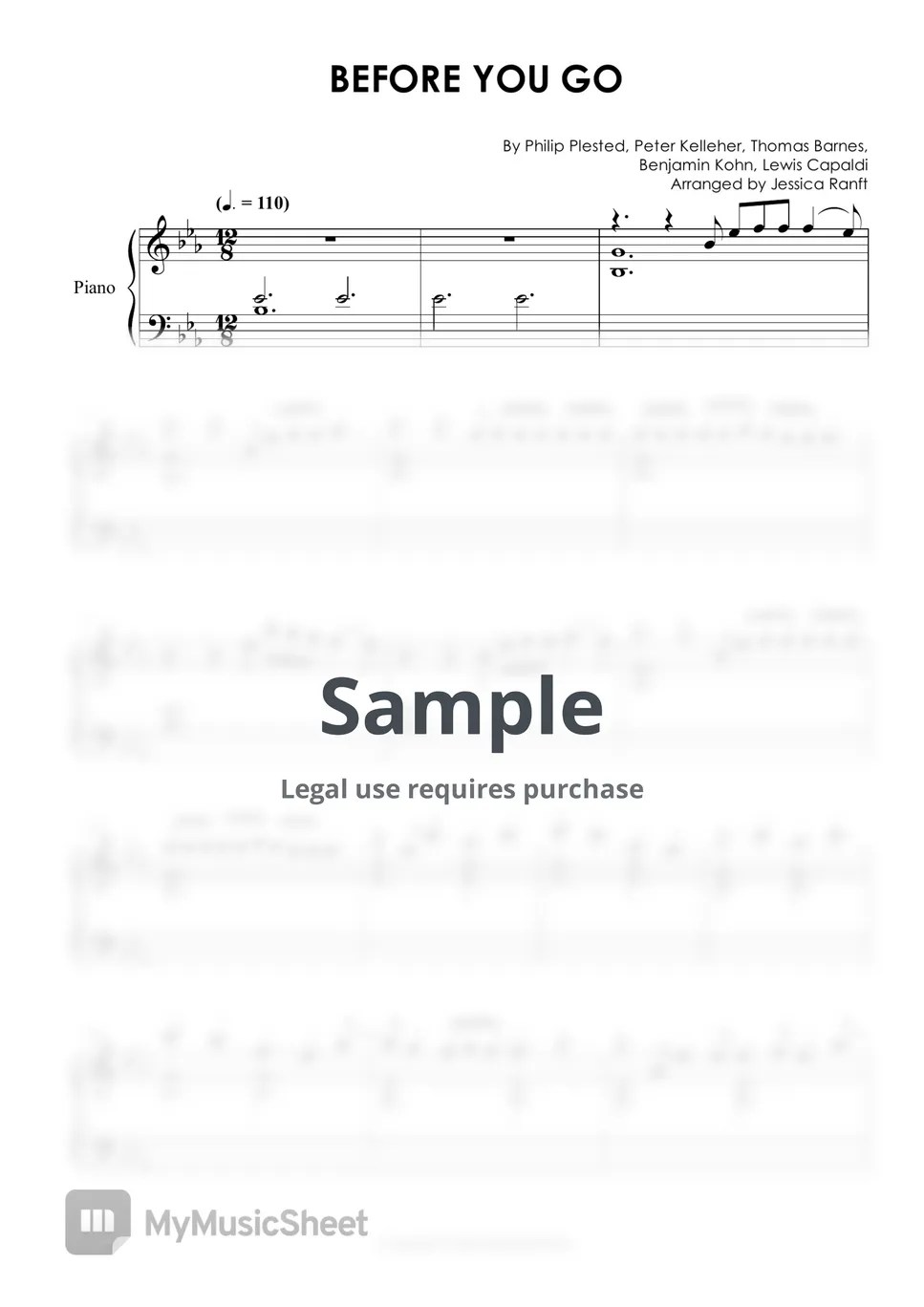 Lewis Capaldi Before You Go Sheets by Balladial Piano
