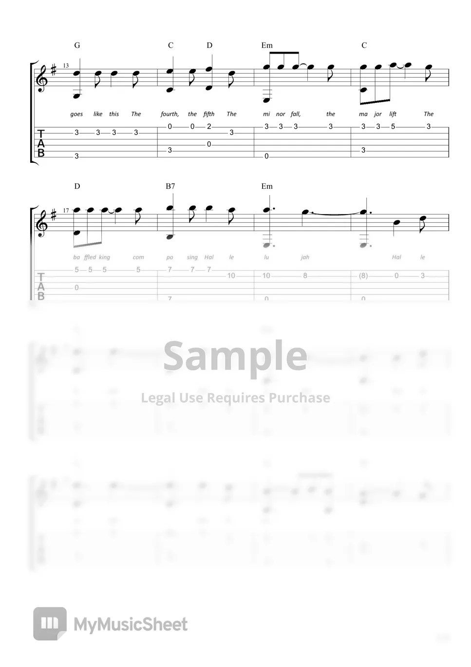 Leonard Cohen/Rufus Wainwright Hallelujah (Shrek Version) Tab