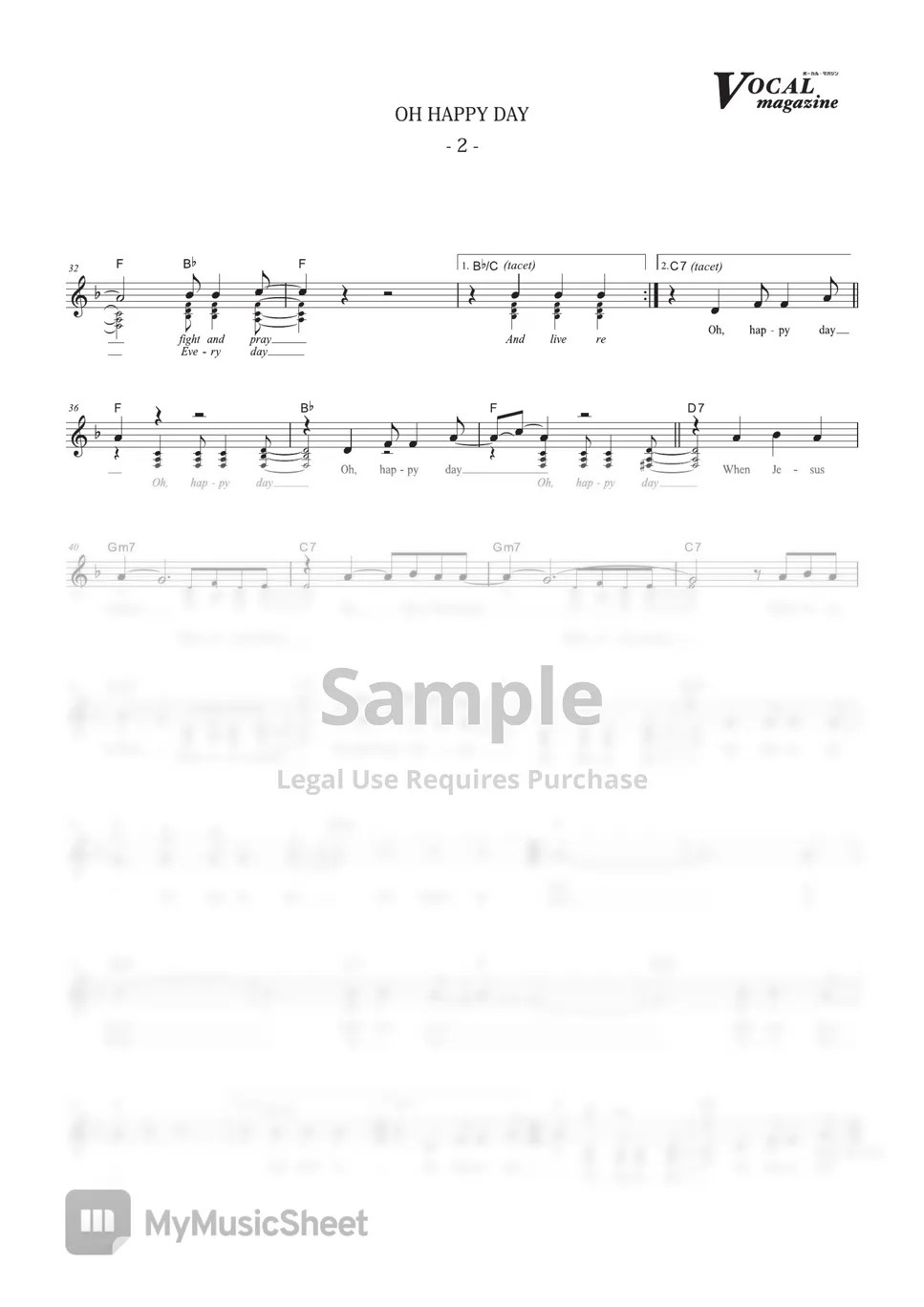 The Edwin Hawkins Singers OH HAPPY DAY (VOCAL MAGAZINE) Sheets by Far