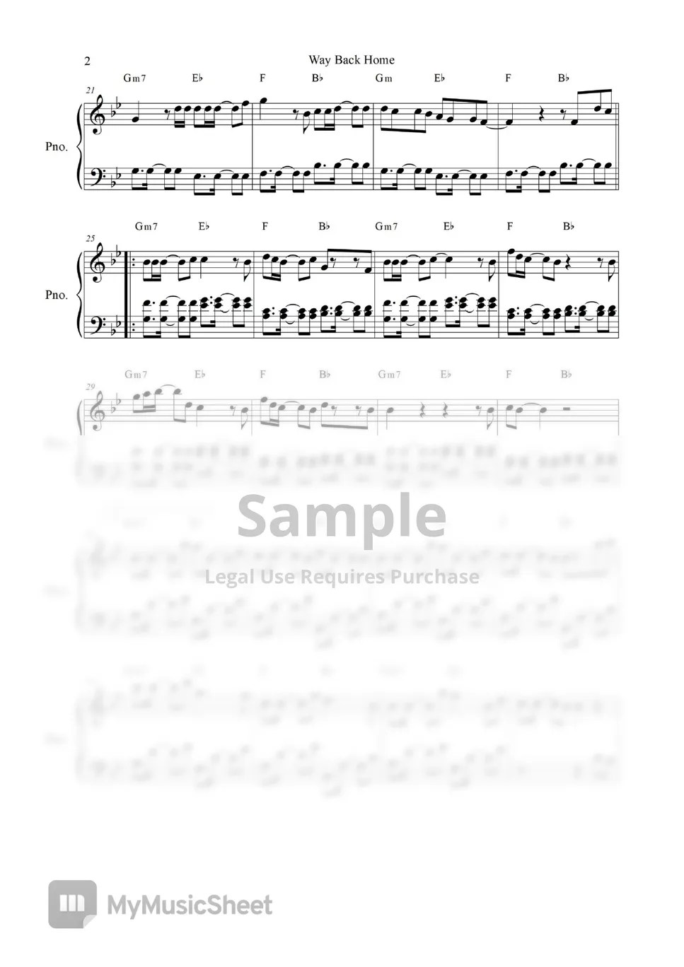 SHAUN Way Back Home (EASY Piano) Sheets by freestyle pianoman