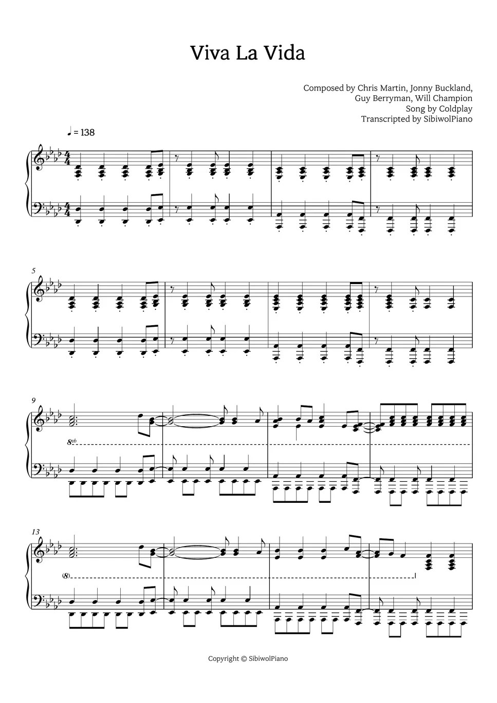 Coldplay Viva La Vida Sheets by SibiwolPiano