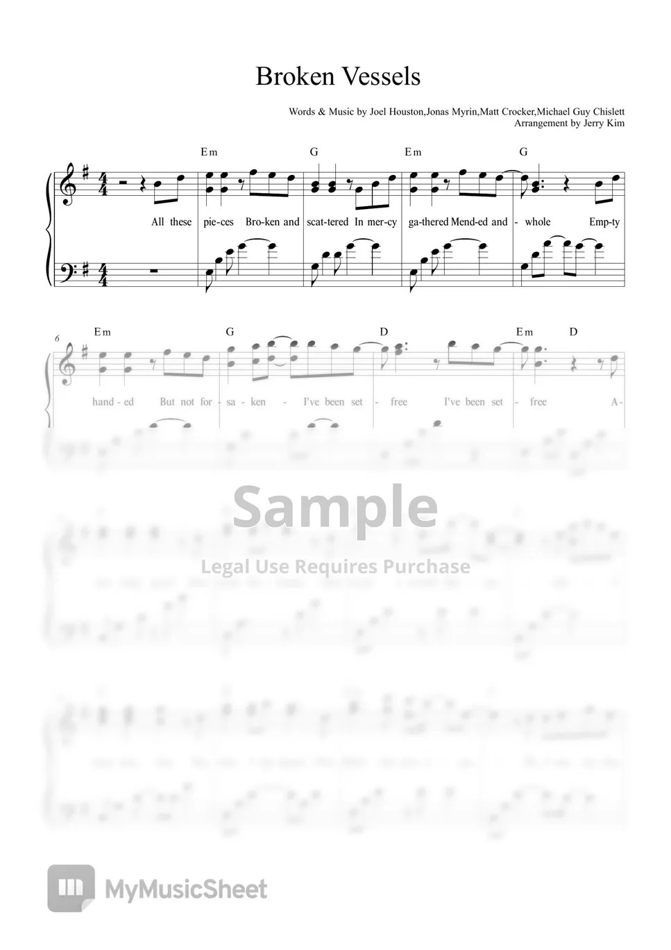 Hill Song United Broken Vessels (Amazing Grace) Sheets by Jerry Kim