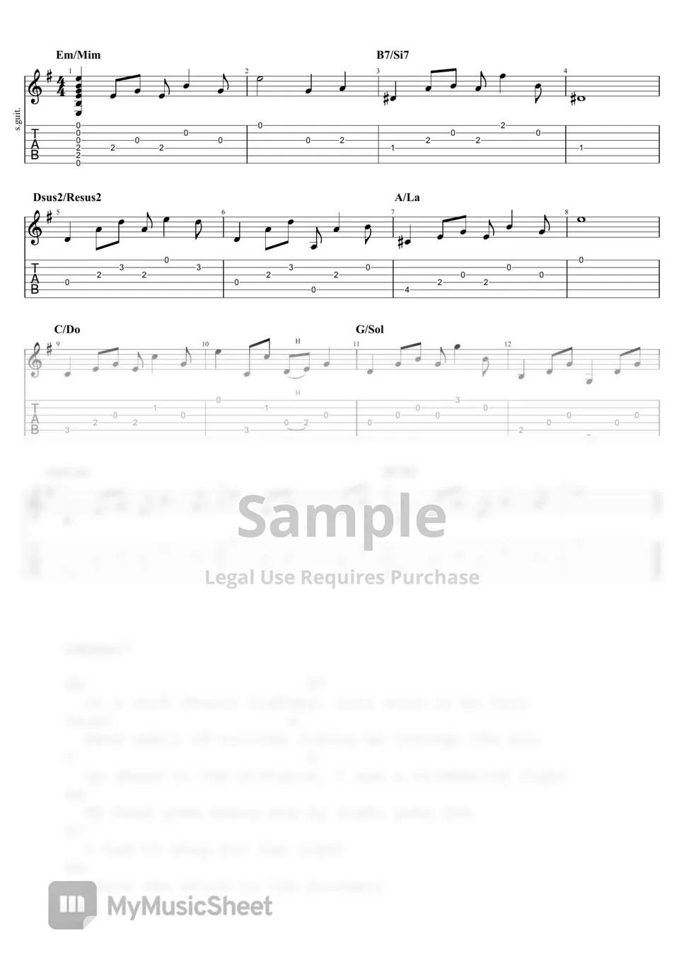 Eagles Hotel California 악보 by Guitar