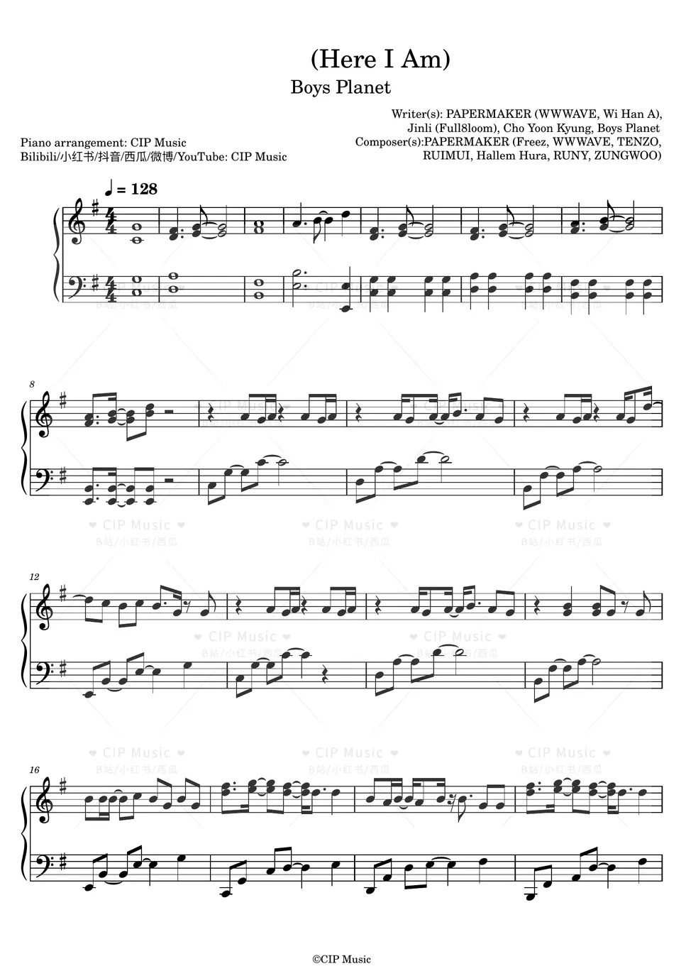 BOYS 난 빛나 (Here I Am) (3 versions) Sheets by CIP Music