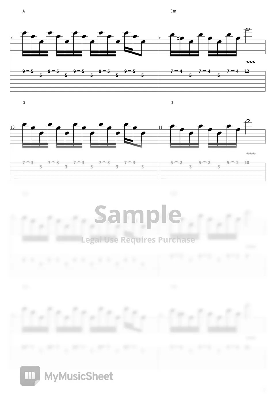 Eagles Hotel California (guitar solo) Tab + 1staff by guitar cover