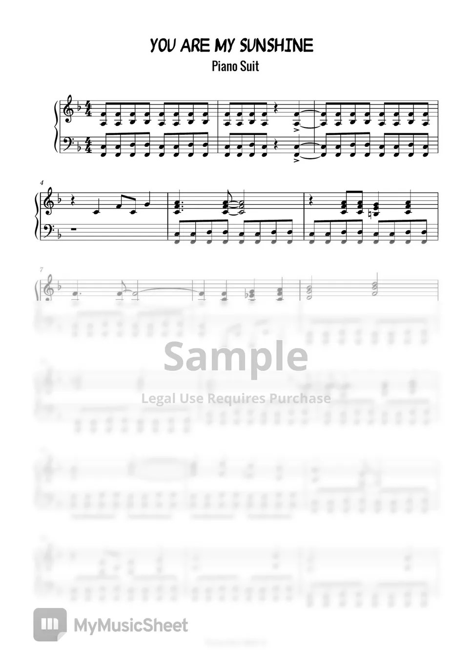 Jimmie Davis and Charles Mitchell You are my sunshine Sheets by Piano