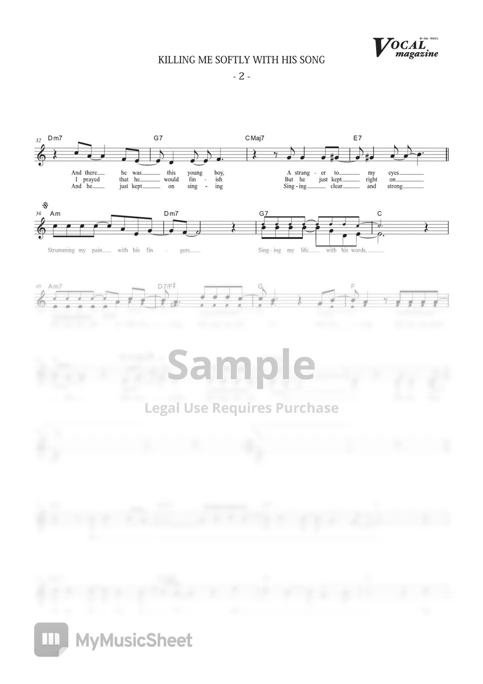 Roberta Flack KILLING ME SOFTLY WITH HIS SONG (VOCAL MAGAZINE