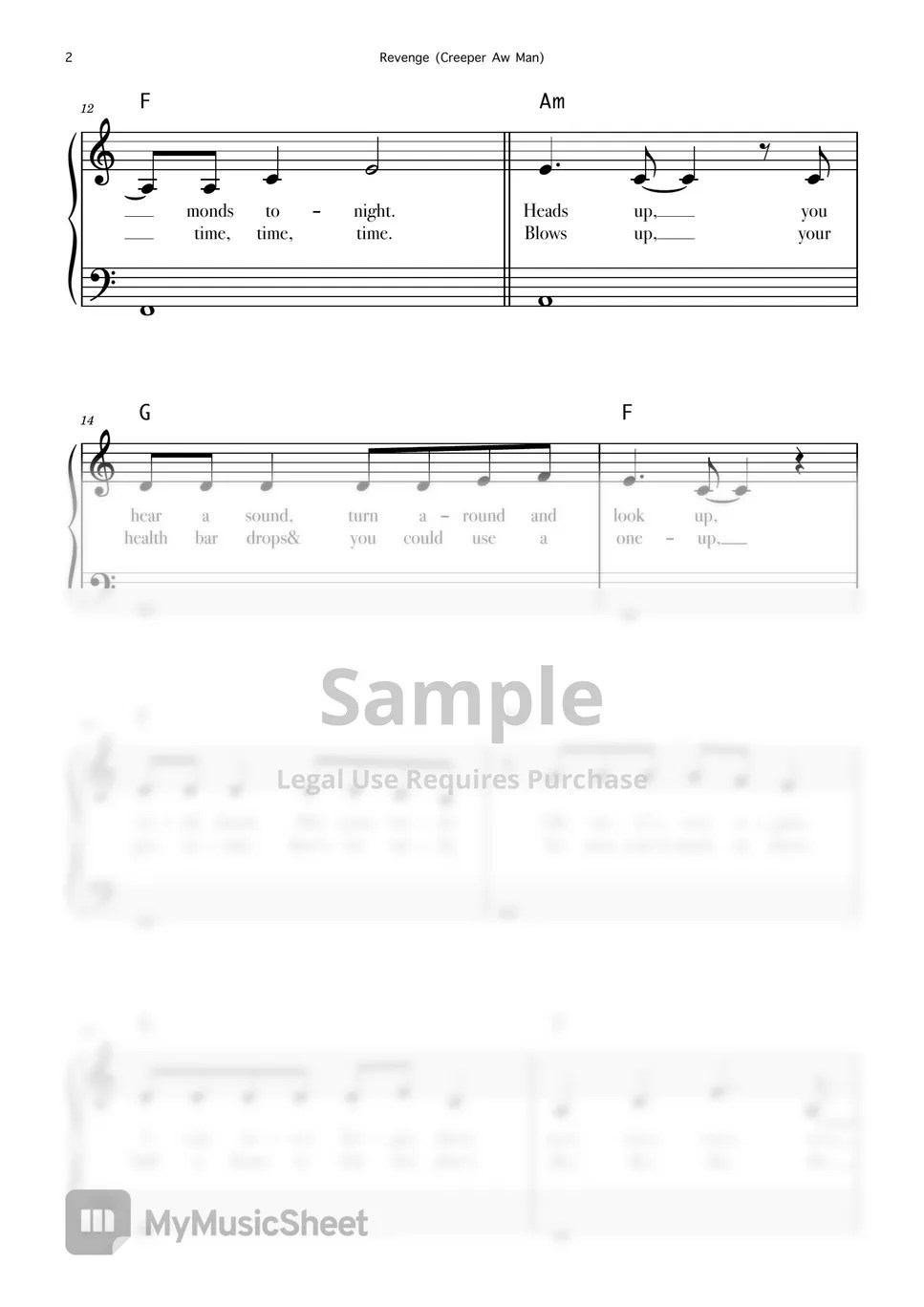 Minecraft Revenge (Creeper Aw Man) Sheets by Aldora Davita