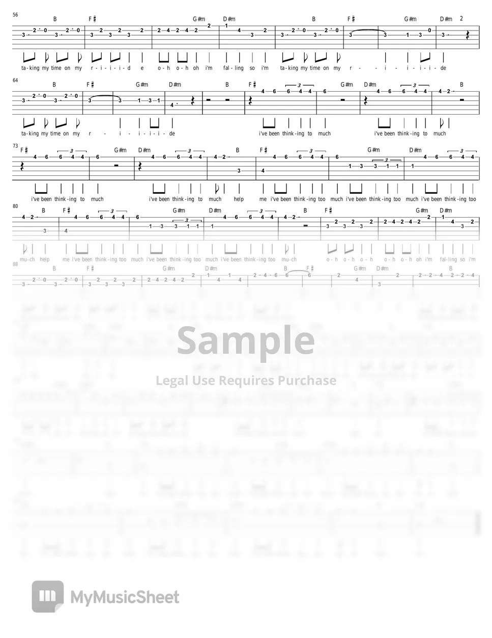 Ride, twenty one pilots Guitar Tab 악보