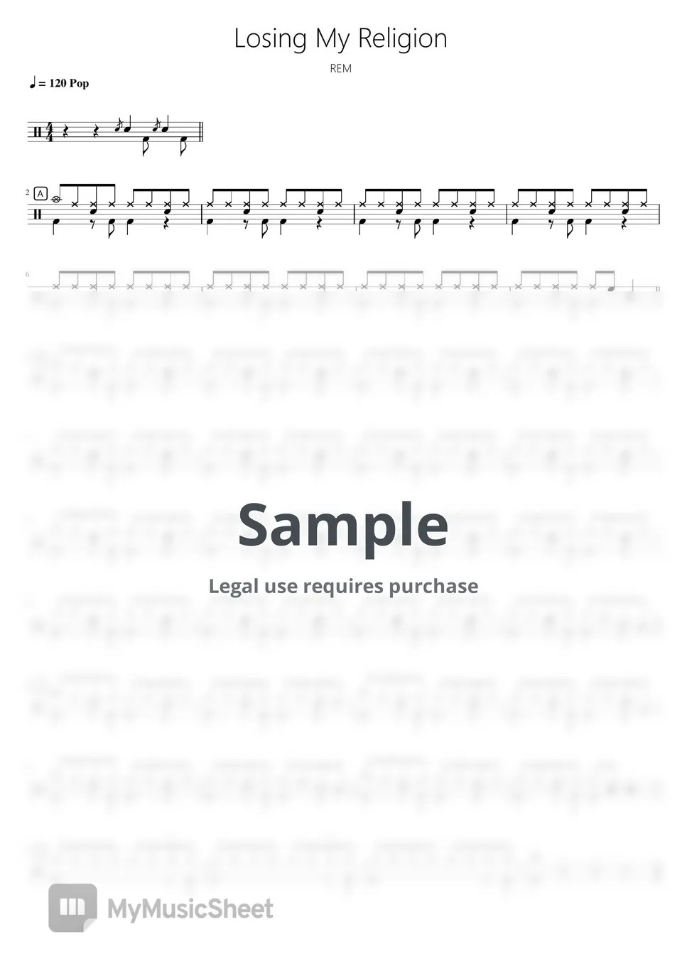 REM Losing My Religion【Rock school Lv2】 악보 by 看哦爱随风