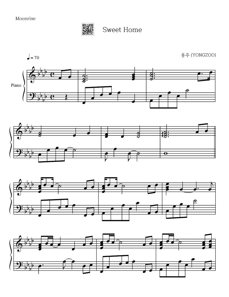 YONGZOO Sweet Home Notenblatt by Moonrise