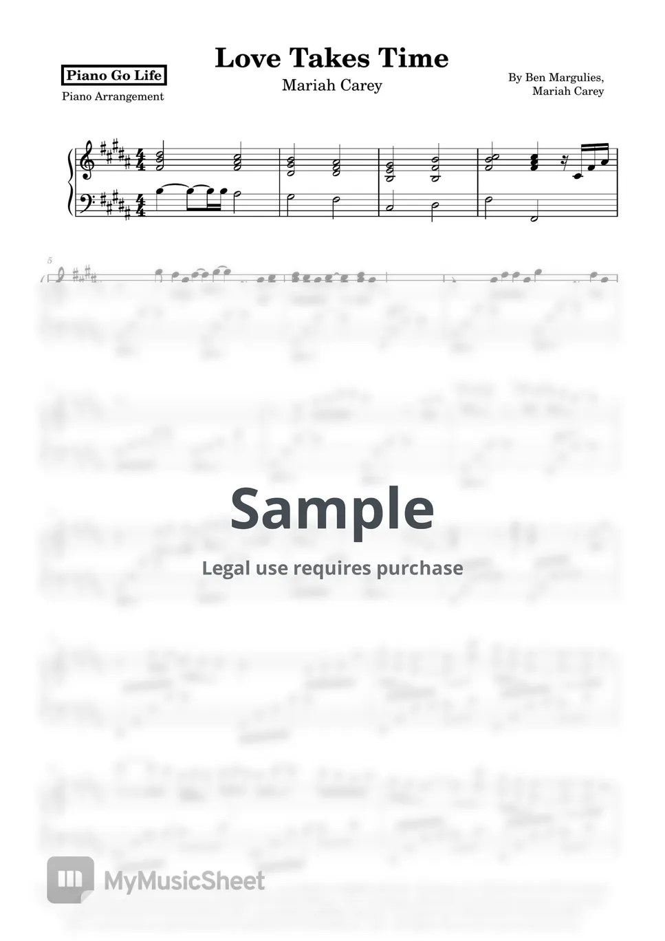 Mariah Carey Love Takes Time Sheets by Piano Go Life