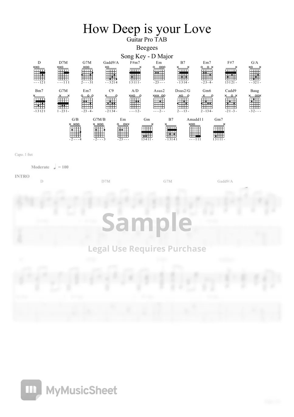 Bee Gees How Deep Is Your Love Sheets by Yoni Schlesinger