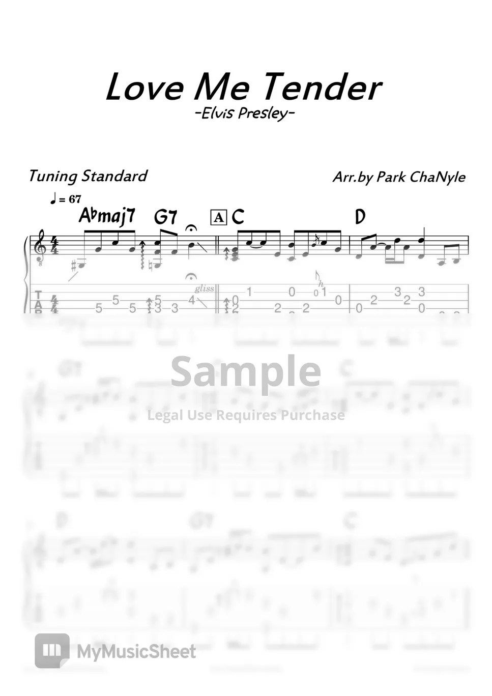 Elvis Presley Love Me Tender (Acoustic Fingerstyle Guitar) Tab
