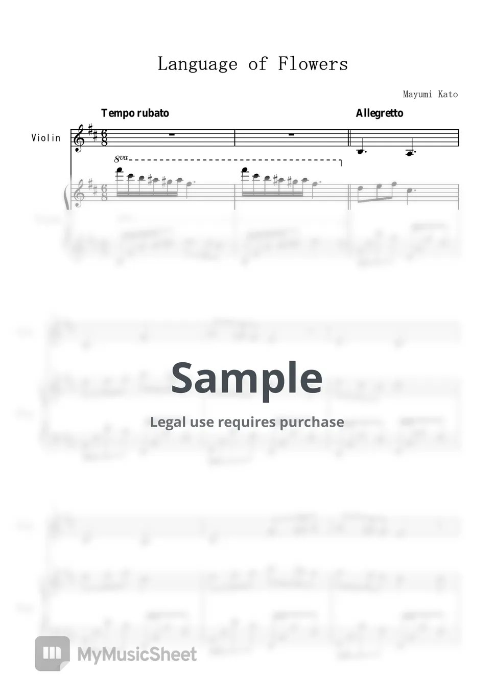 Mayumi Kato Language of Flowers (piano violin duo) 악보