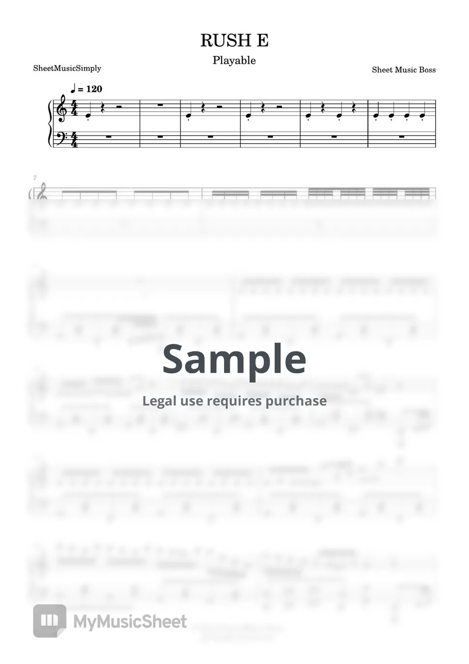 Sheet Music Boss Rush E Sheets by SheetMusicSimply