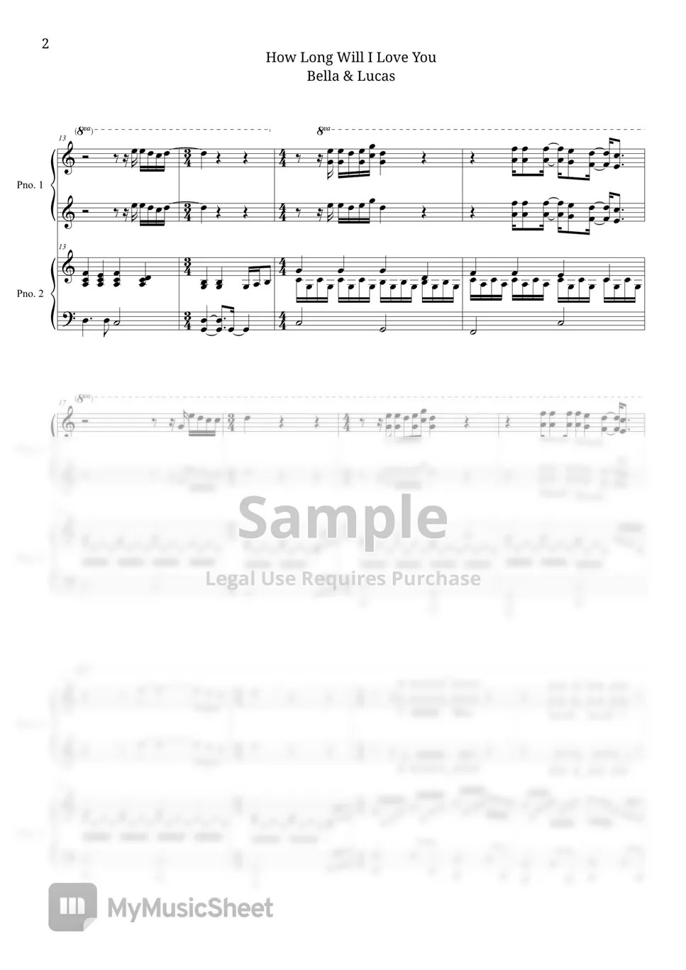 어바웃 타임 OST How Long I Love You Sheets by 벨라앤루카스