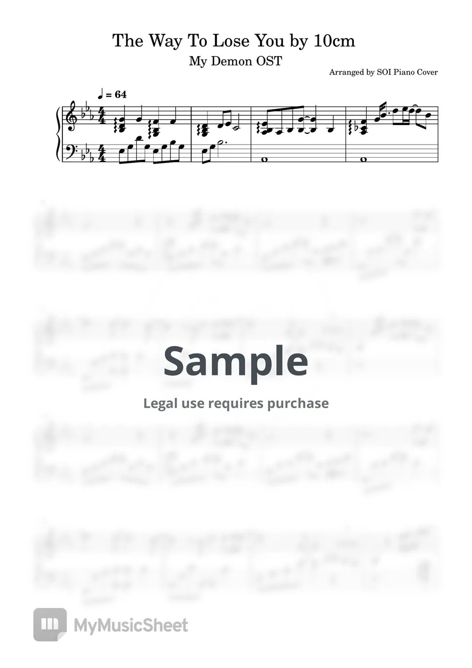 [My Demon OST] 10cm The Way To Lose You (Solo Piano) Sheets by SOI