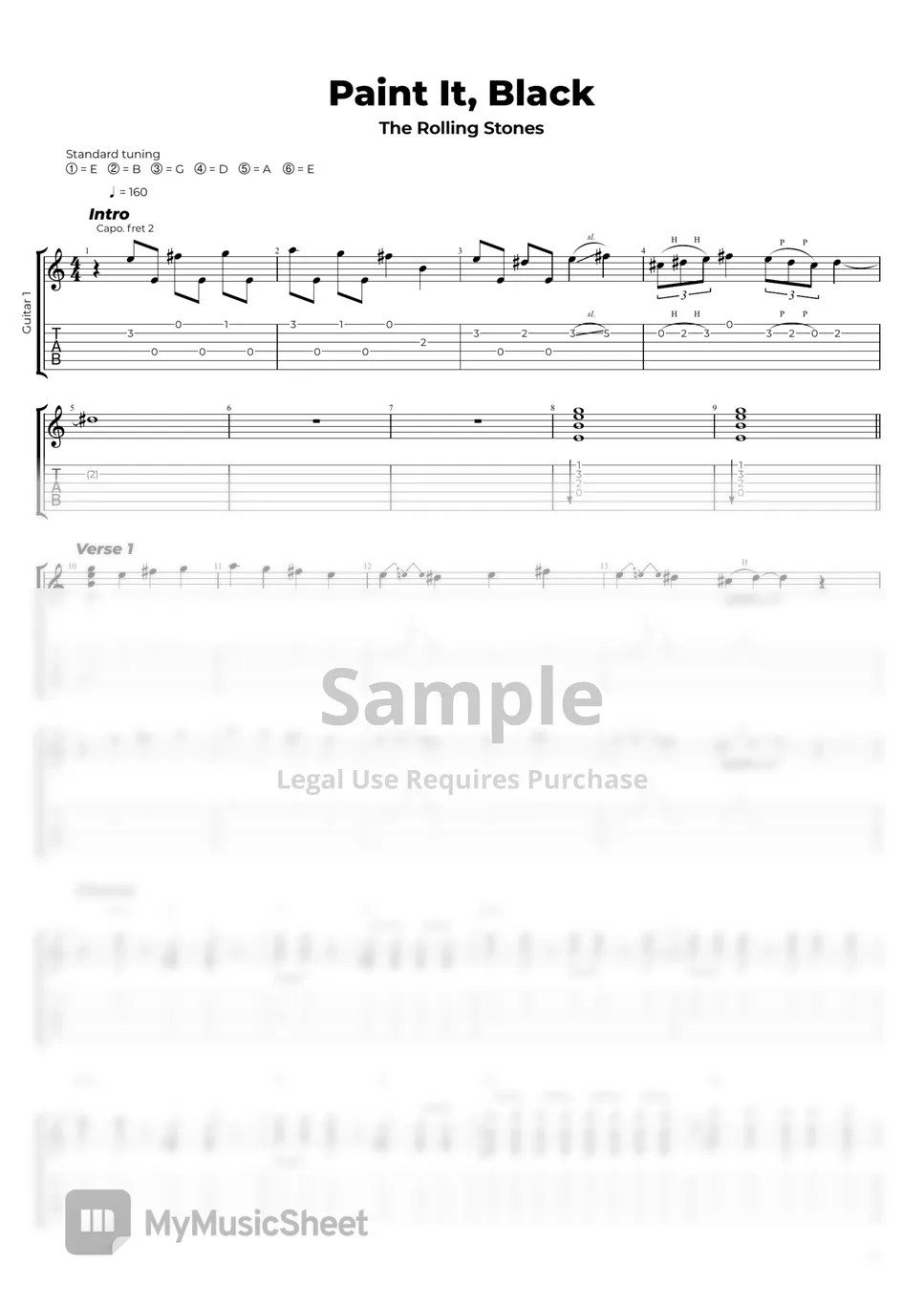 The Rolling Stones Paint It Black Lembar Musik by Nikola Gugoski