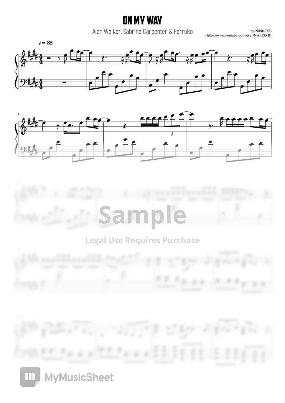 Alan Walker, Sabrina Carpenter & Farruko On My Way Sheet Music(03)