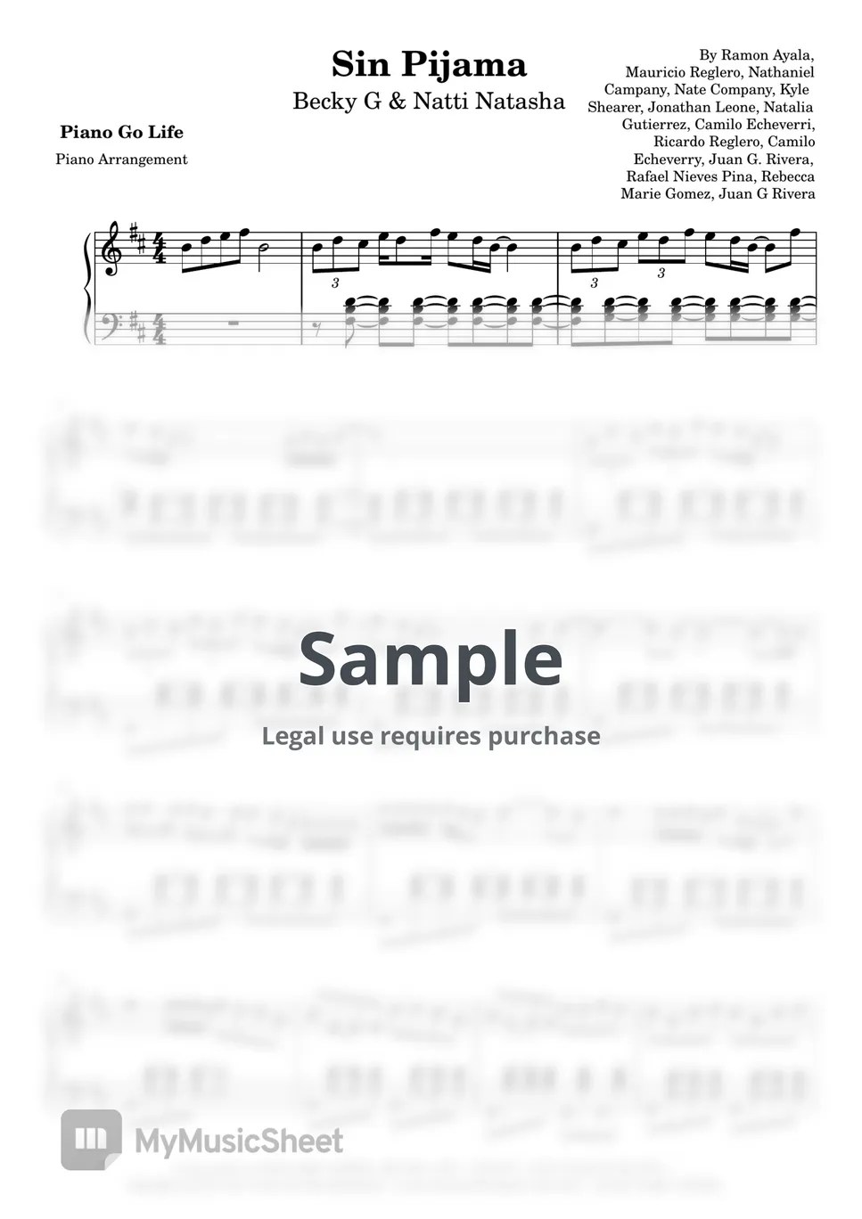 Becky G & Natti Natasha Sin Pijama Sheets by Piano Go Life