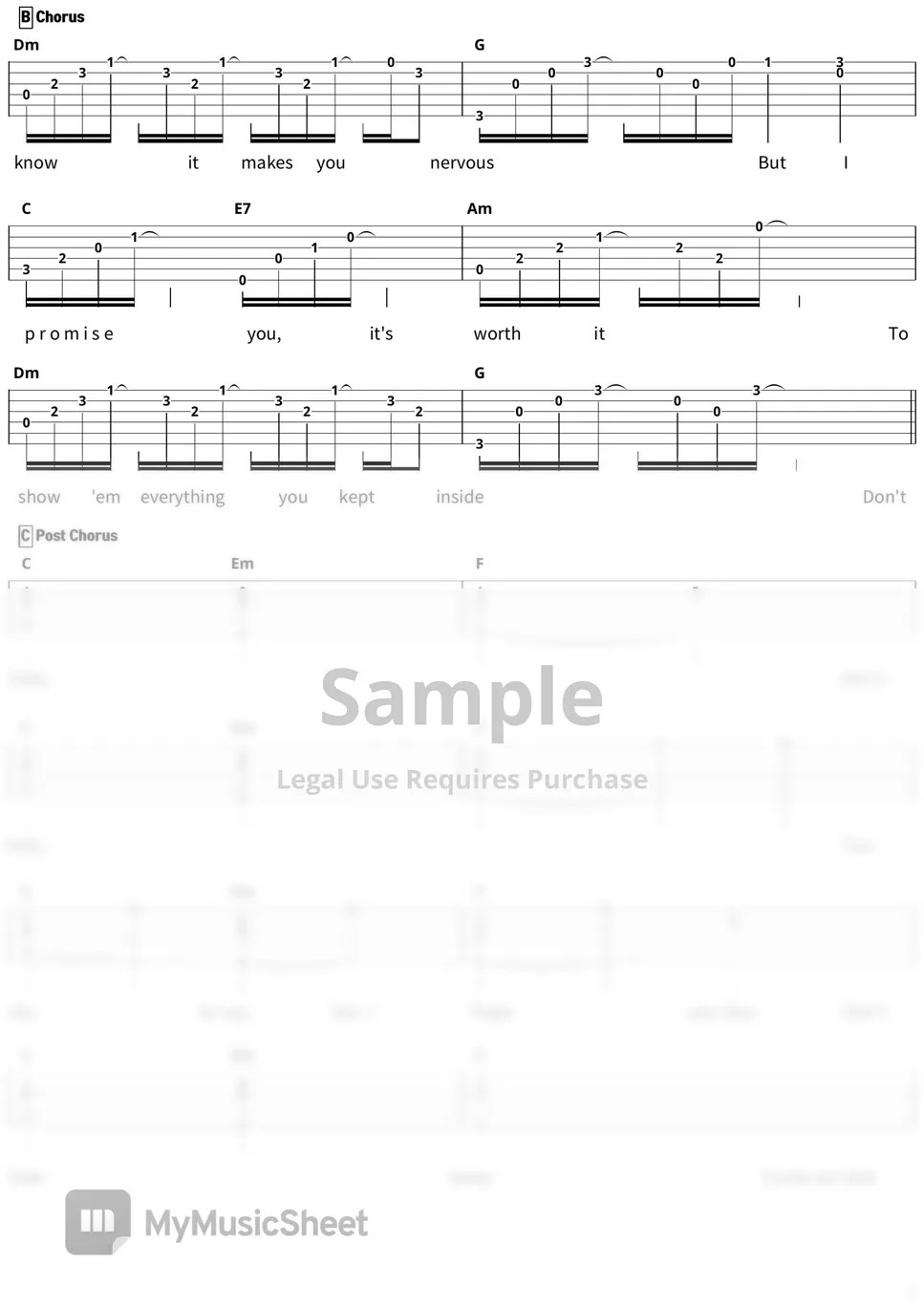 Billie Eilish Come Out And Play (Guitar TABs Chords Lesson 기타 코드 타브