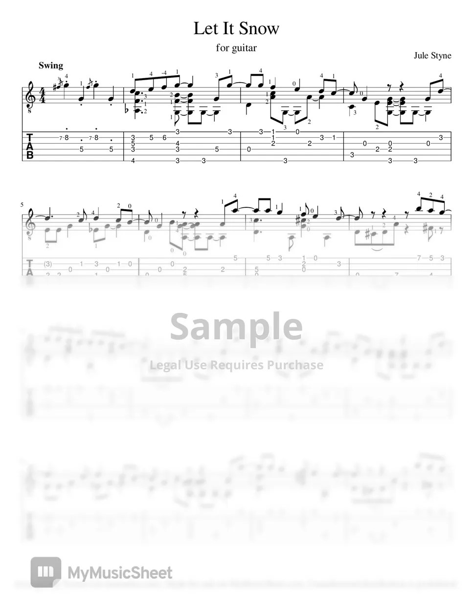 Let It Snow (guitar TAB) 楽譜 by Yenne Lee