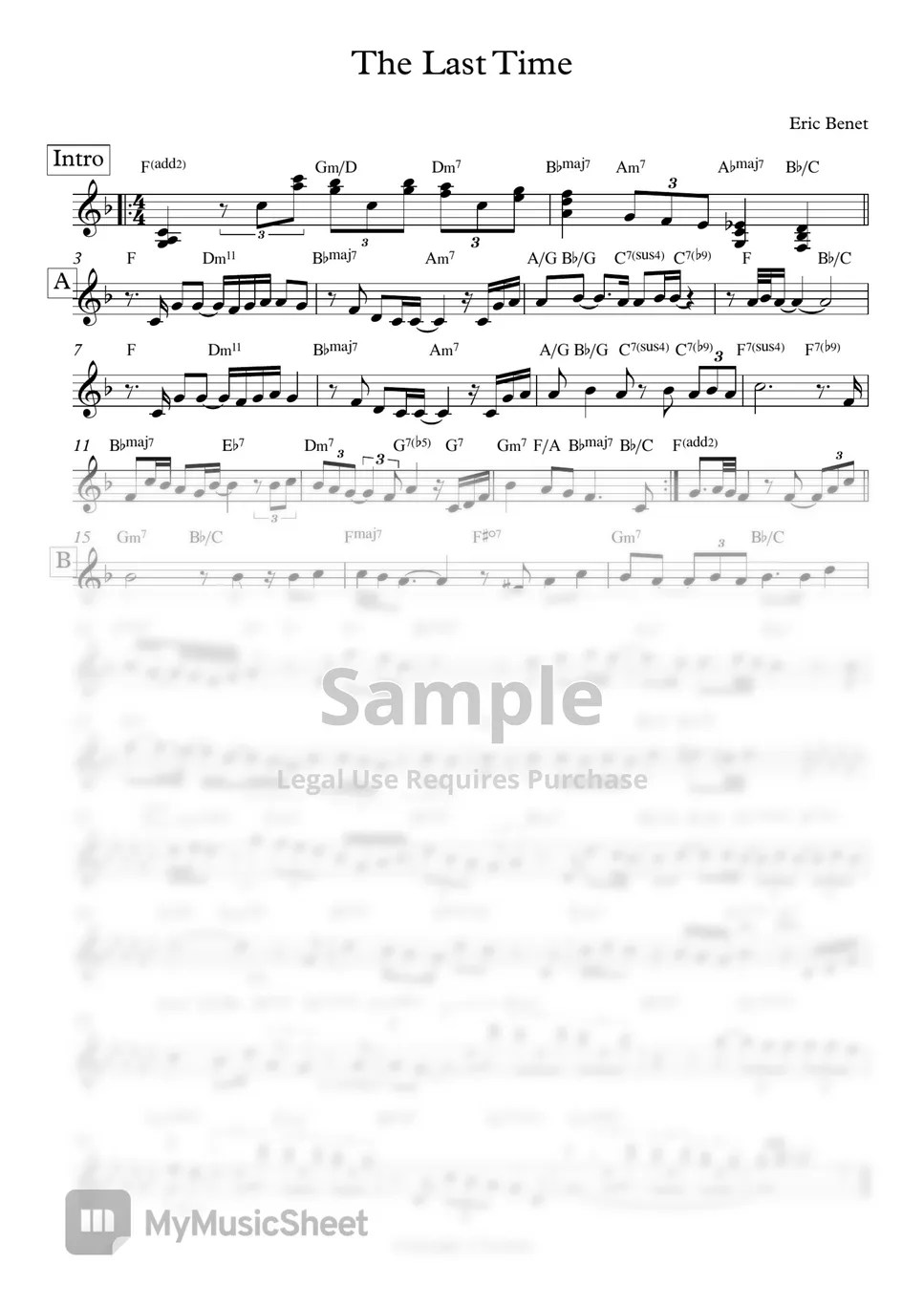 Eric The Last Time Sheets by SheetMusicOnly1page