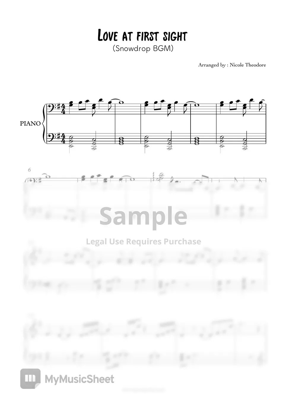 Snowdrop 설강화 BGM Destiny ("Love at first sight") Sheet by Nicole Theodore