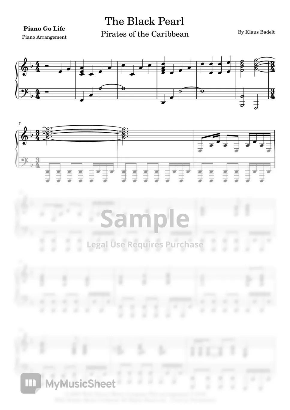 Pirates of the Caribbean The Black Pearl 악보 by Piano Go Life