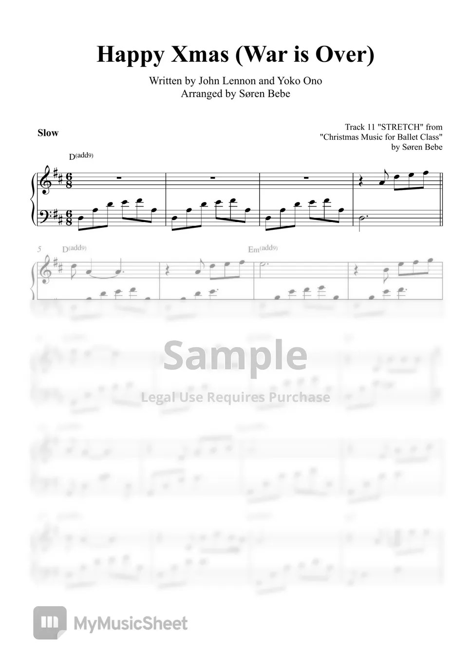 John Lennon Happy Xmas (War Is Over) Piano Solo Sheets