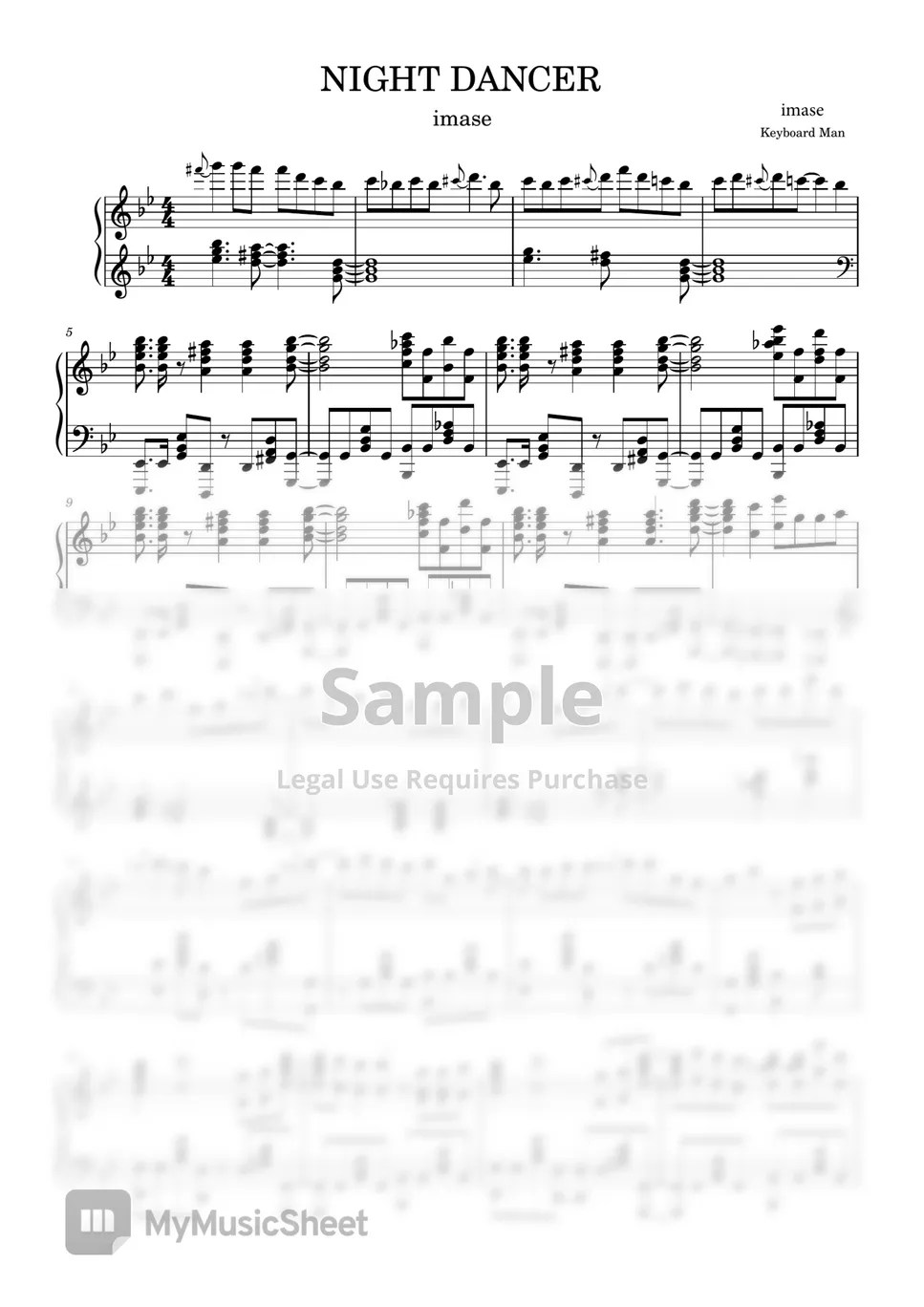 imase NIGHT DANCER (piano cover) Sheets by Keyboard Man
