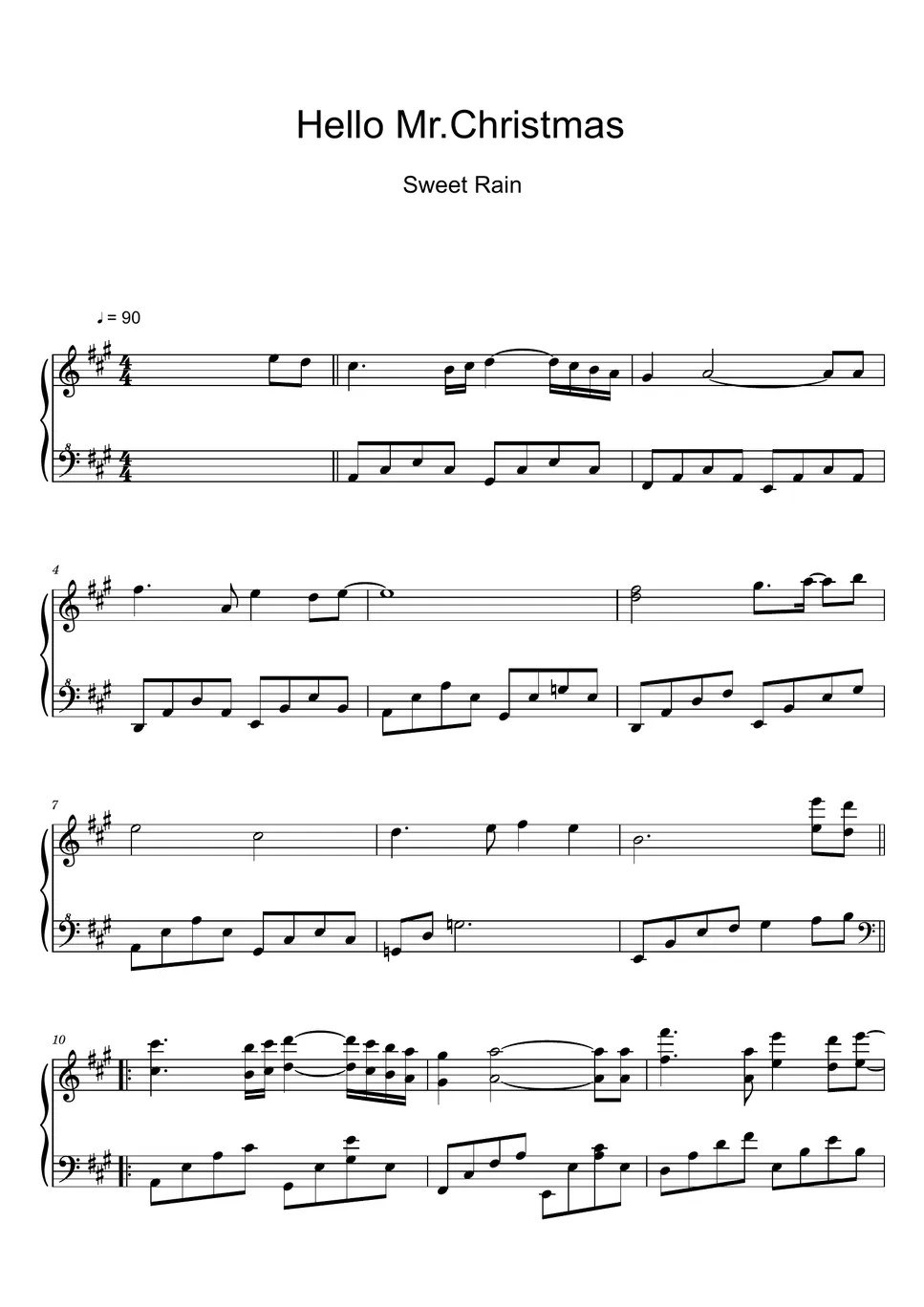 Sweet Rain Hello Mr.Christmas (Sheet Music, MIDI,) Sheets by sayu