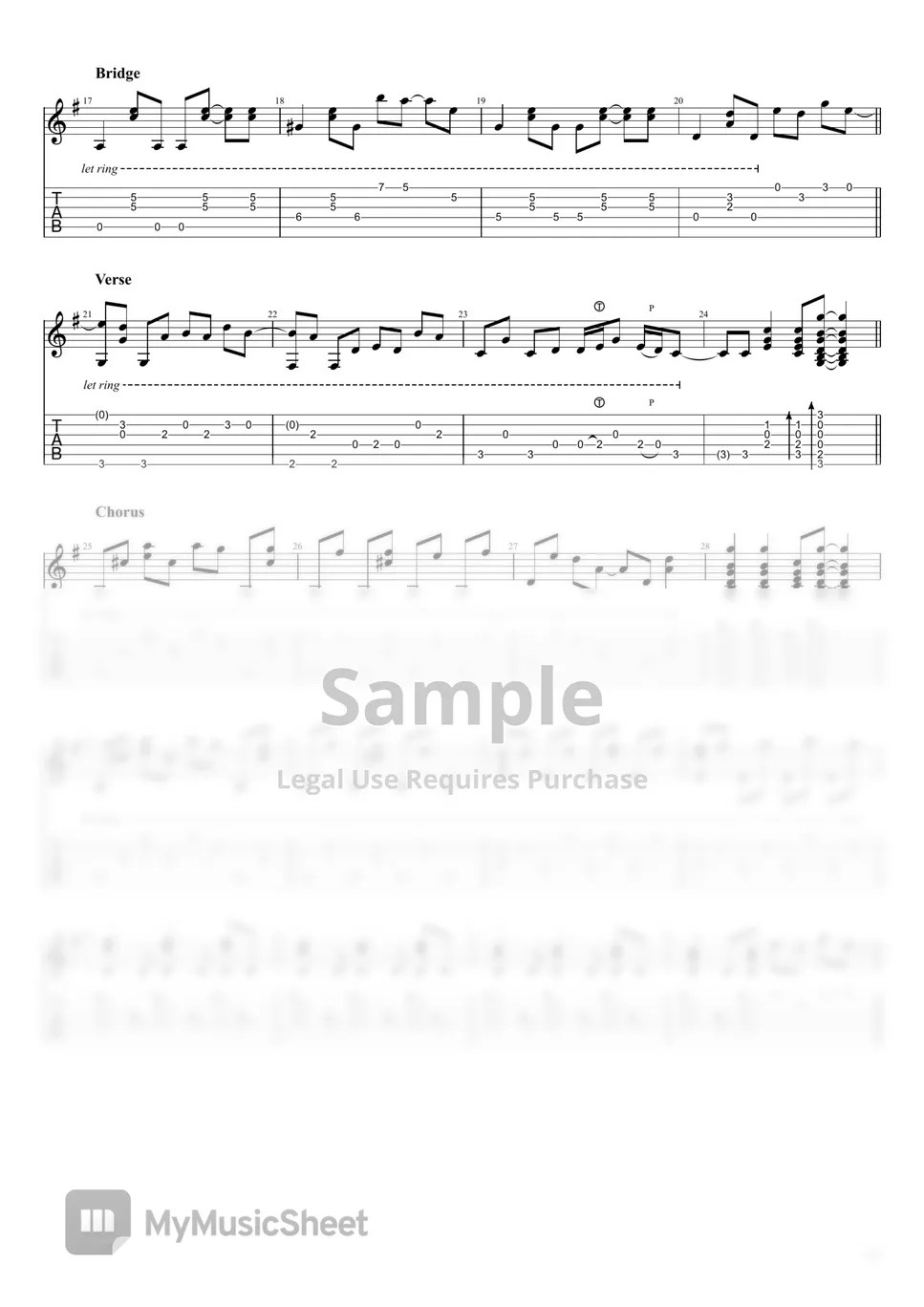 The Kinks Waterloo Sunset (Tab for Easy Finger Style) 樂譜 + 單線譜 by EMST