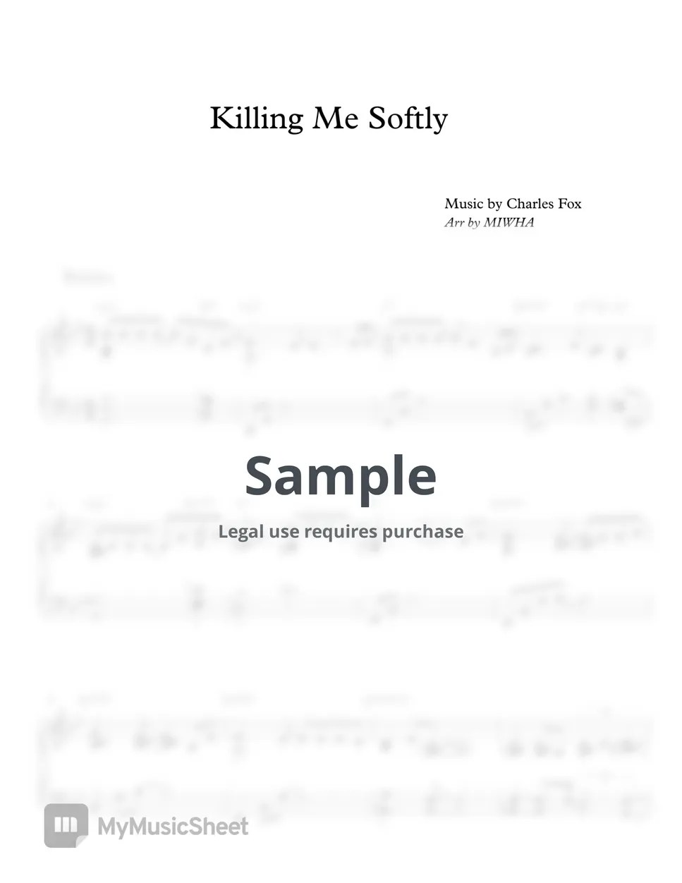 Charles Fox Killing Me Softly (Slow Funky) Sheets by MIWHA