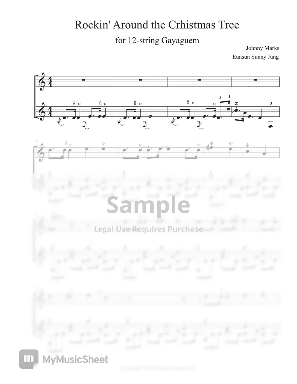 Johny Marks Rockin' Around the Christmas Tree (12현 가야금 2 중주) Sheets by Eunsun Sunny Jung