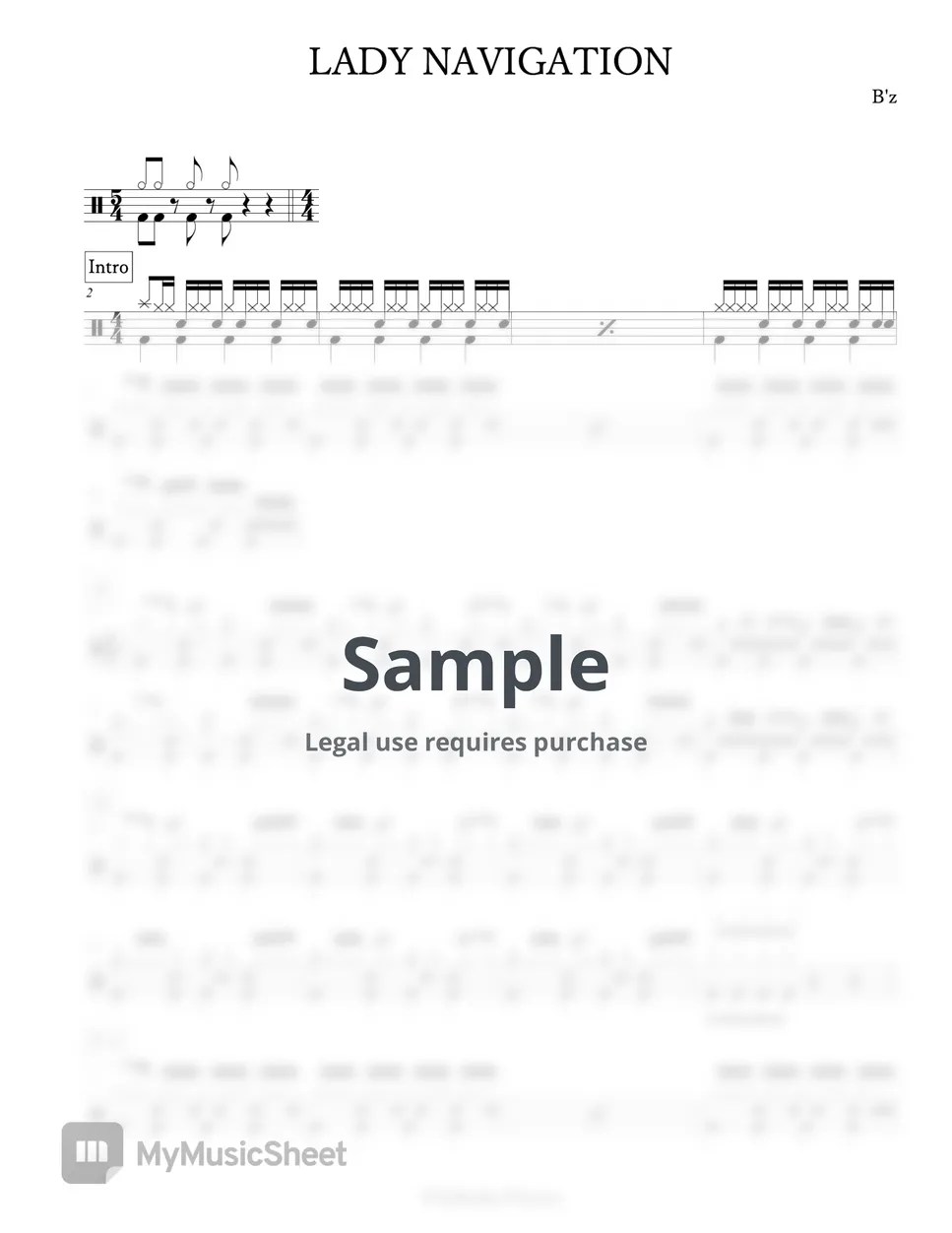 B'z LADY NAVIGATION Sheets by Arkadia Drums