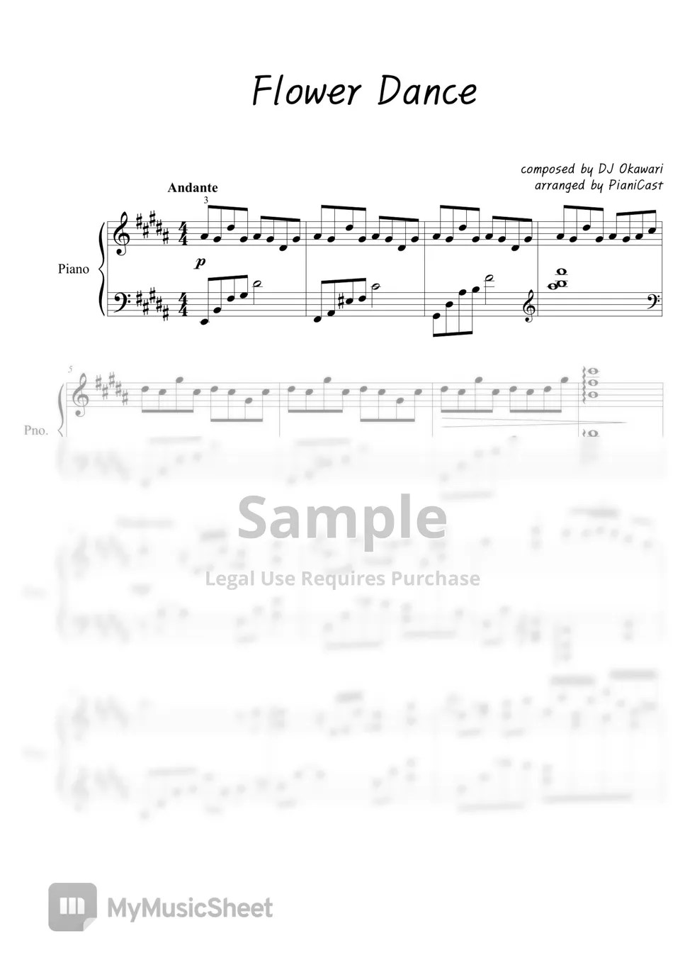 DJ Okawari Flower Dance Sheets by PianiCast