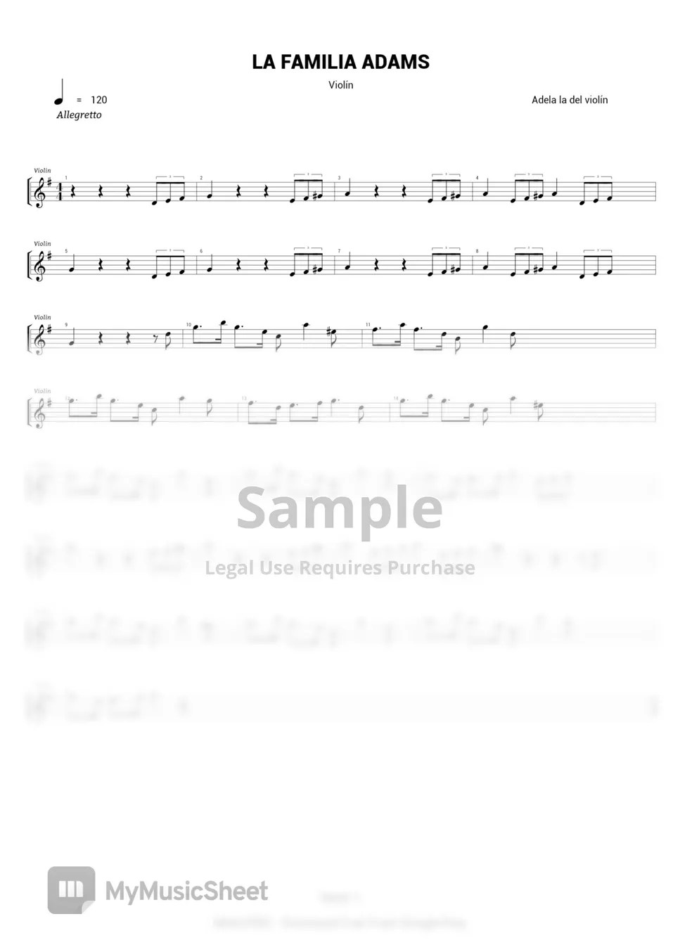 Vic Mizzy LA FAMILIA ADDAMS Sheets by Adela la del violin