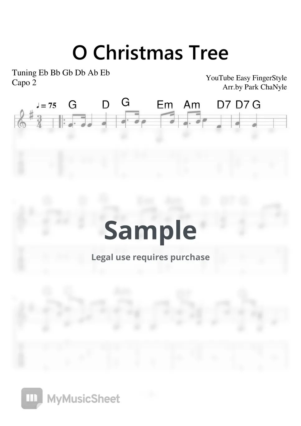 Ernst Anschütz O Christmas Tree (Christmas Carols) Tab + 단선 악보 by