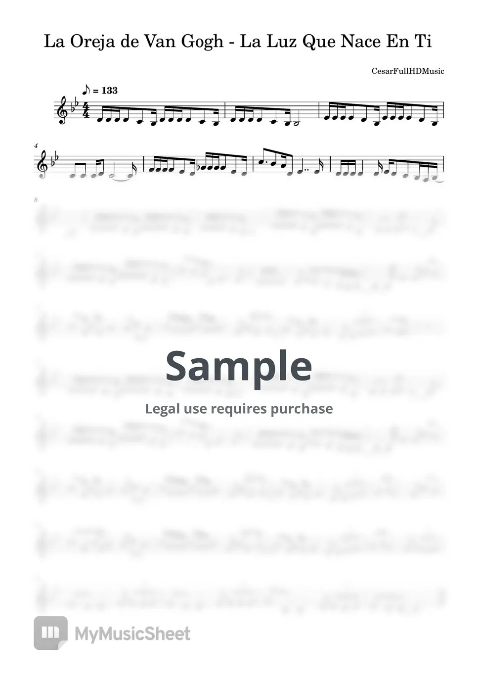 La Oreja de Van Gogh La Luz Que Nace En Ti Sheets