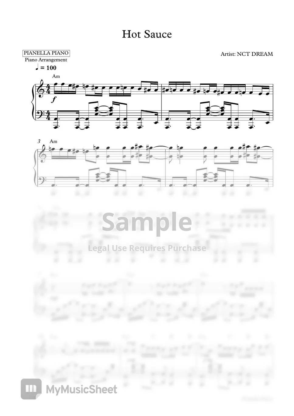 NCT DREAM Hot Sauce (2 PDF Original key in Db Major & Easier Key in