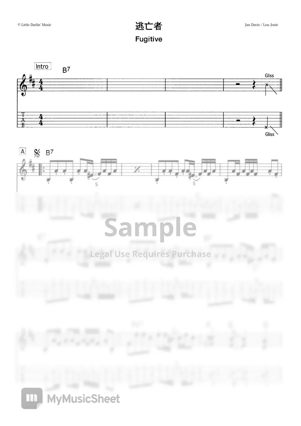 THE VENTURES FUGITIVE (VENTURES SOUND ELECTRIC GUITAR) Sheets by Far