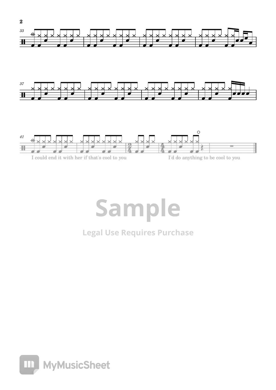 Post Malone Overdrive (easy ver.) (Drum cover / 가사 첨부) Sheets by