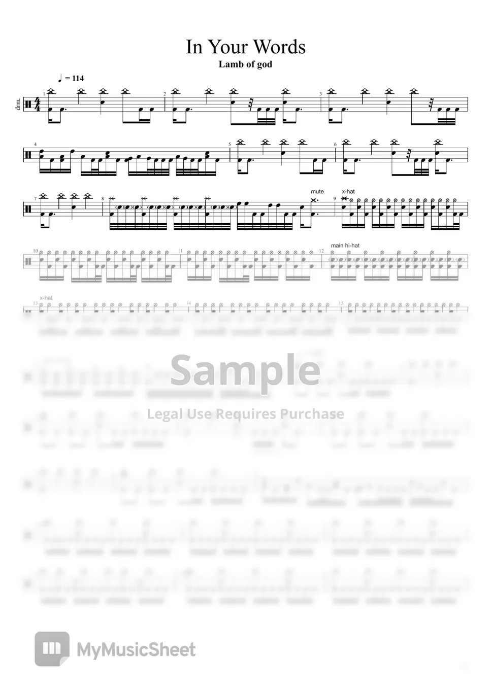 lamb of god in your words Sheets by your repeater