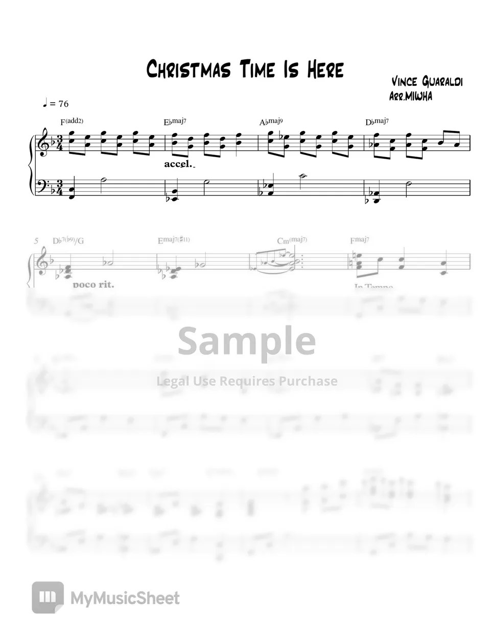 Charlie Brown Christmas Time Is Here (Jazz) 악보 by MIWHA