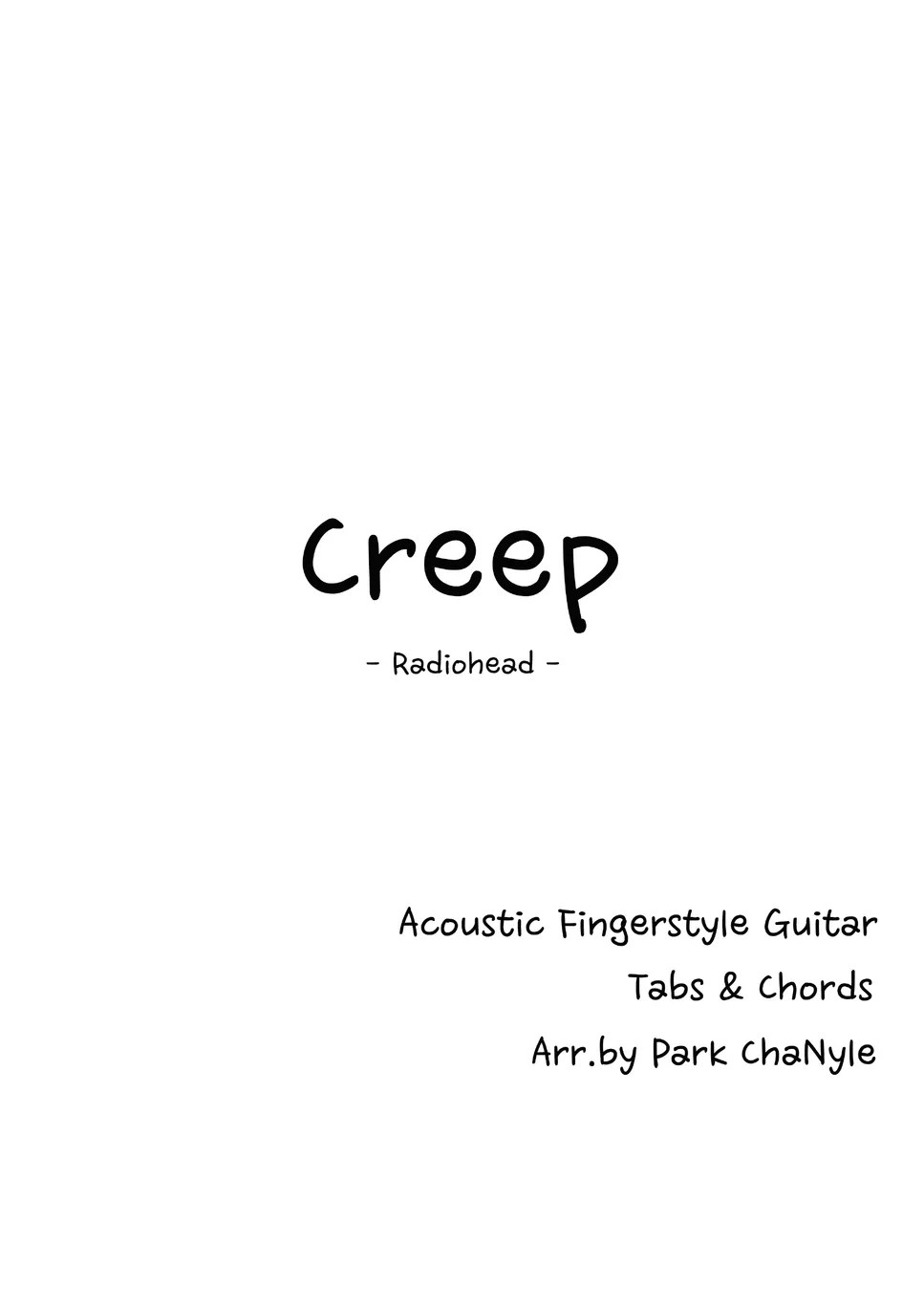 Radiohead Creep (Acoustic Fingerstyle Guitar) Sheets by Park ChaNyle